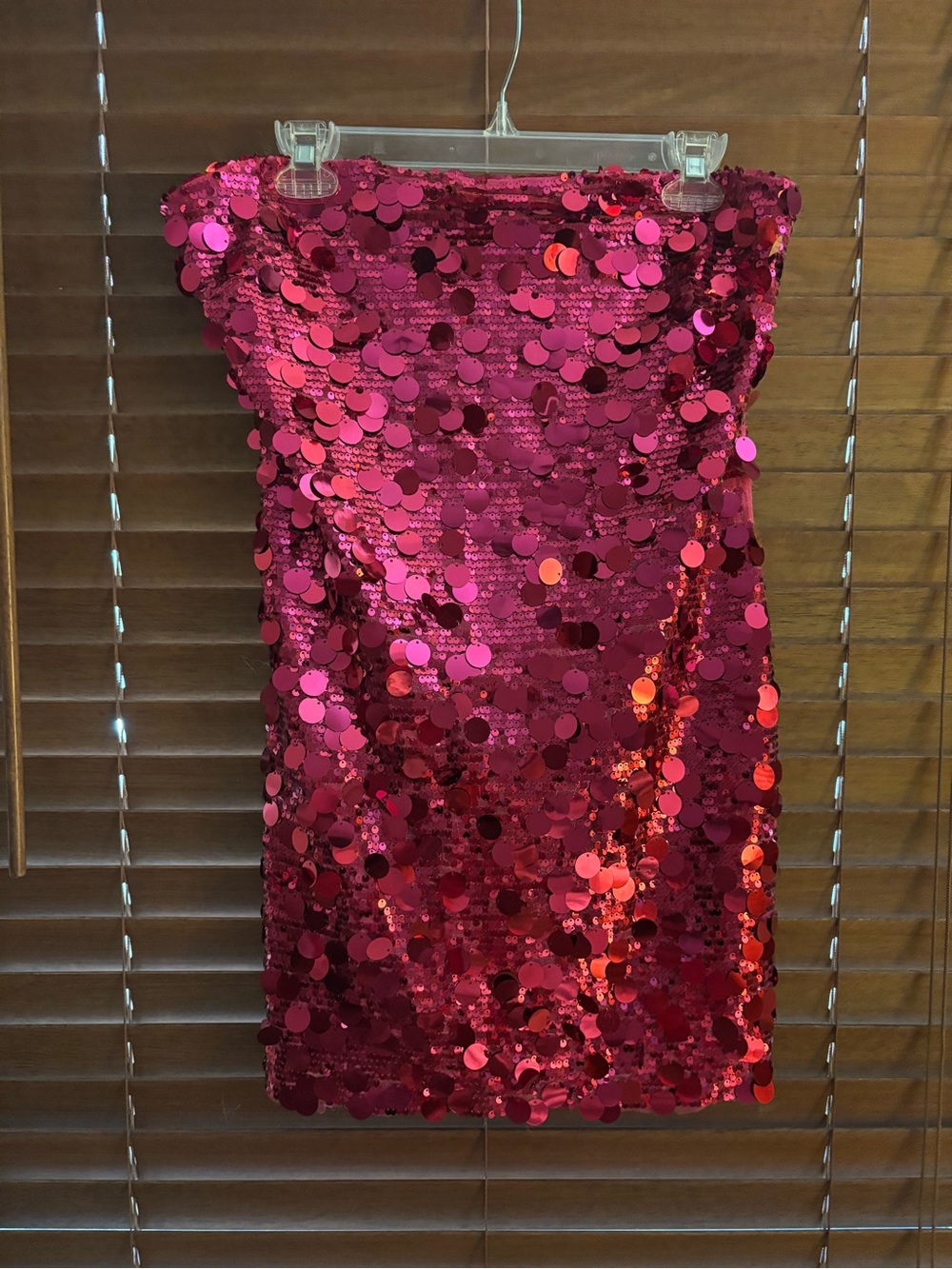 Peppermayo Fuchsia Sequin Strapless Mini Dress